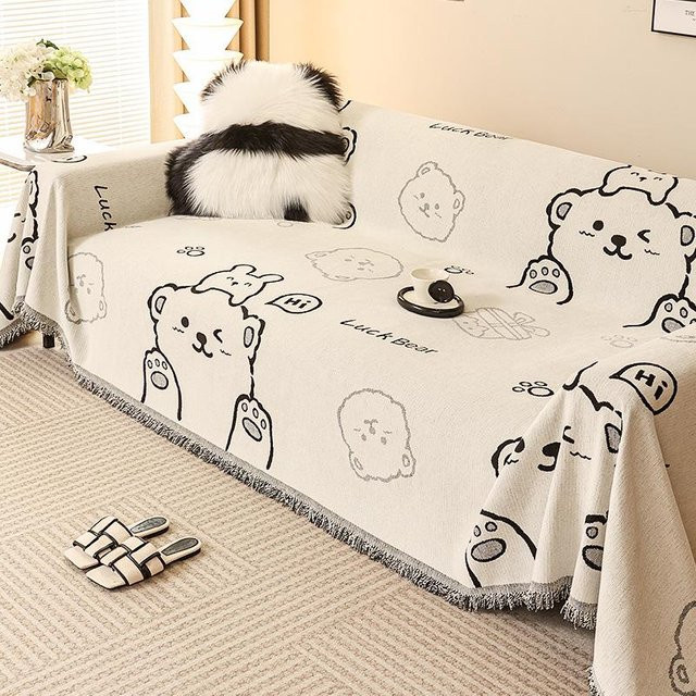 Super Six Chenille Sofabezug mit Cartoon-Design, rutschfest und kratzfest, B: 180 cm, T: 130 cm - Bild 1