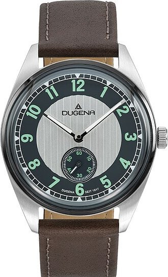Dugena Herrenuhr, Quarz, Edelstahl, Leder, Schwarz, 39 mm - Bild 1