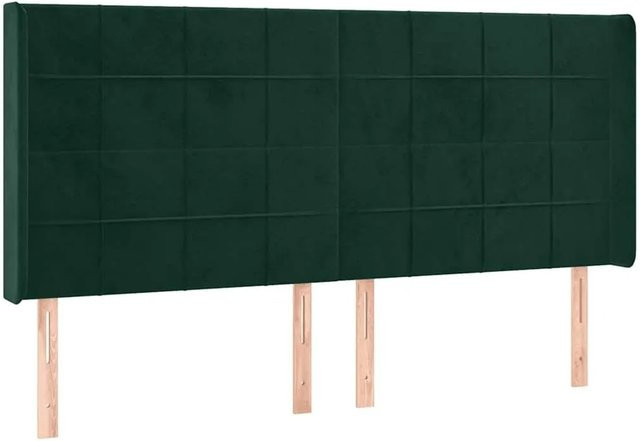 vidaXL Kopfteil mit Ohren in Dunkelgrün aus Samt, B/H: 203 x 118 cm - Bild 1
