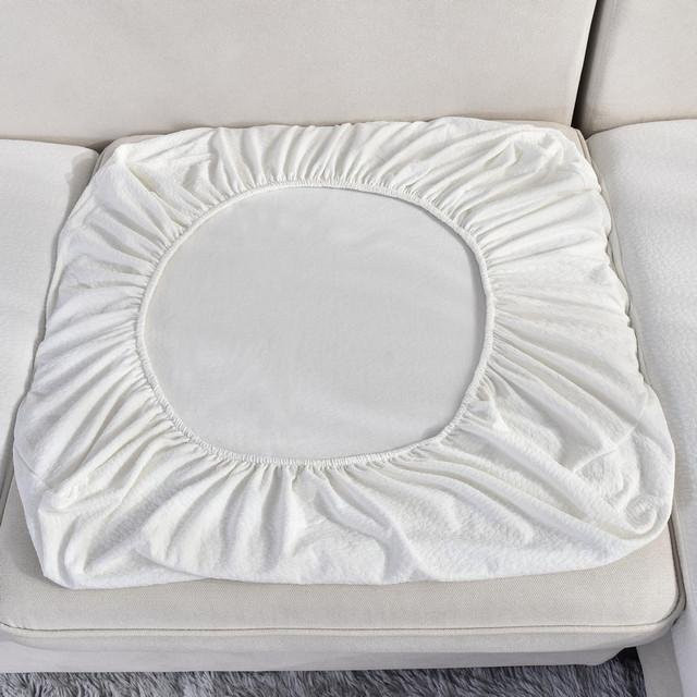 Housmife Seersucker Sofa-Bezug aus elastischem Polyester in Weiß für 1- bis 4-Sitzer - Bild 1