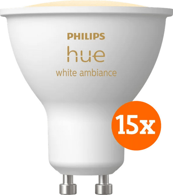 Philips Hue White Ambiance LED GU10 Reflektor Lampen 15er-Pack mit Bluetooth - Bild 1