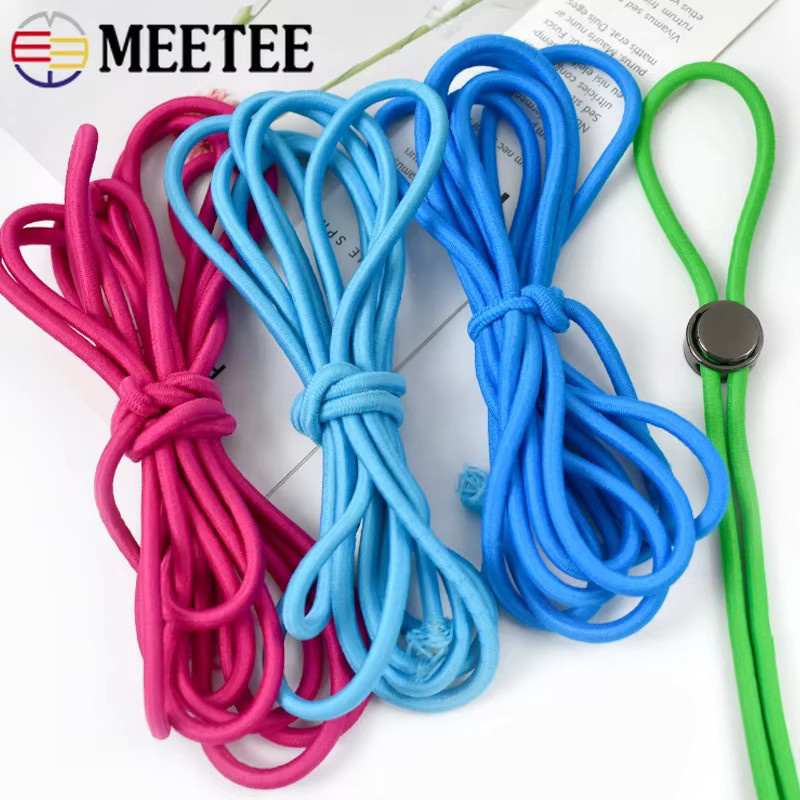 Meetee Elastisches Rundum-Gummiband in Pink und Multicolour, 4,5-5mm Durchmesser, DIY Nähzubehör als Stretch-Seil für Hosengürtel und Kopfbedeckungen - Bild 5
