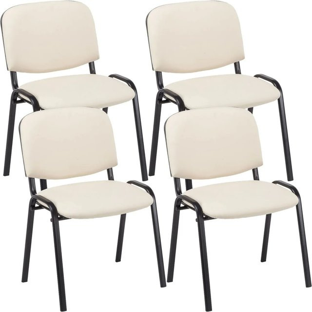 4er Set DELUKE ZAGREB Besucherstühle aus Kunstleder in Creme, Konferenzstühle und Bürostühle, B/T/H: 53 x 53 x 83 cm - Bild 1