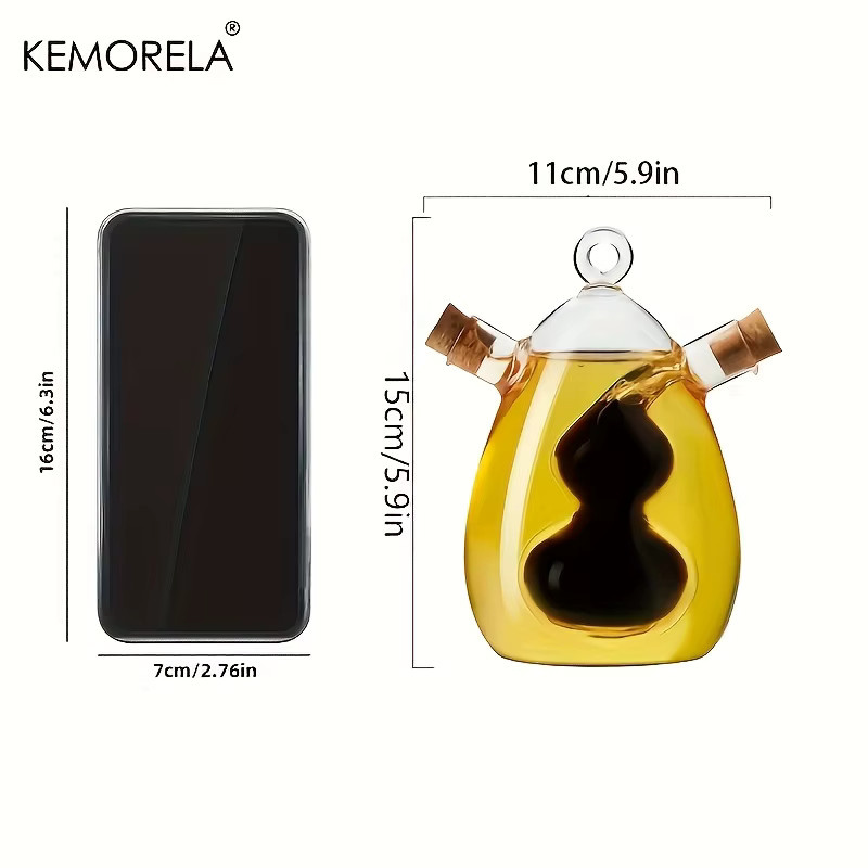 KEMORELA Spenderflasche aus Glas mit Korkstopfen, transparentes Ölglas mit ergonomischem Griff für Olivenöl und Essig, 350 ml - Bild 6