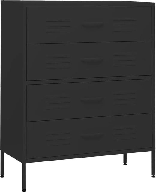 vidaXL Kommode aus Stahl in Schwarz matt, B/T/H: 80 x 35 x 101,5 cm - Bild 1