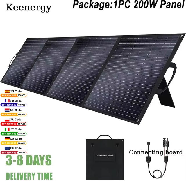 Keenergy Solarpanel-Set 200 W 18 V faltbares Solarladegerät für tragbare Camping-Kraftstationen - Bild 1