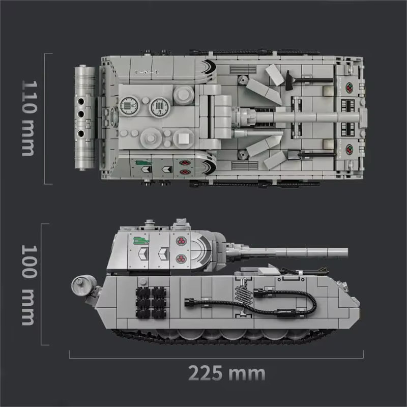 Le Yi Baustein-Maus-Stil-Panzer, Kampffahrzeugmodell, Grau - Bild 4