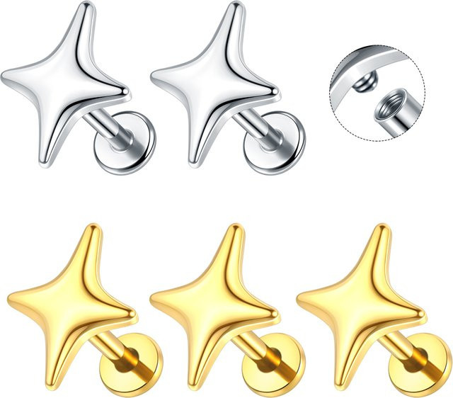 Xpircn Ohrring, Edelstahl, Vier-Punkt-Stern, Unisex - Bild 1
