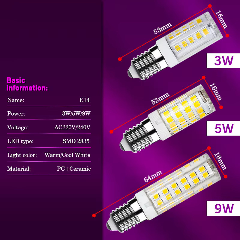 E14 LED Mini Mais Birne 2835 SMD Leuchtmittel mit 360 Grad Abstrahlwinkel in Weiß - Bild 2