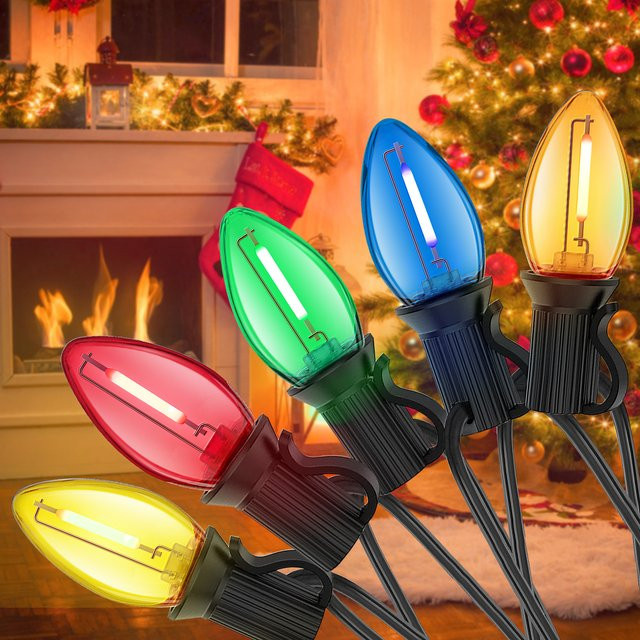 Grensk C7 Lichterkette RGB Multicolour, wasserdichte E12 LED-Straßengirlande aus bruchsicherem Kunststoff für die Außen- und Hofdekoration - Bild 1