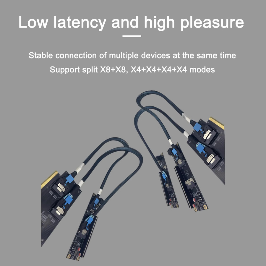 PCIe 5.0 x16 auf 2 Port SlimSAS 8i x2 SFF8654 Riser Adapter Karte für Netzwerk und Grafikkarte in Schwarz - Bild 3