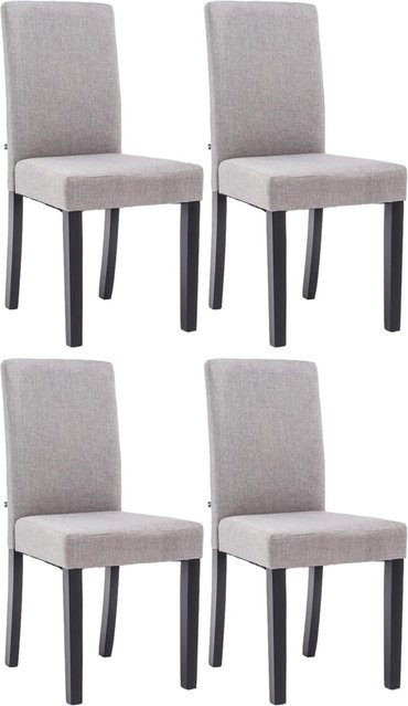 CLP 4er Set Esszimmerstühle Ina Polsterstühle mit Stoffbezug und Holzgestell in Grau - Bild 1