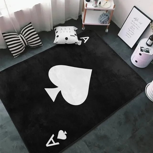 VIKAMA Poker-Teppich in Schwarz, rutschfeste Casino-Spielmatte im modernen Design für Wohnzimmer und Schlafzimmer - Bild 1