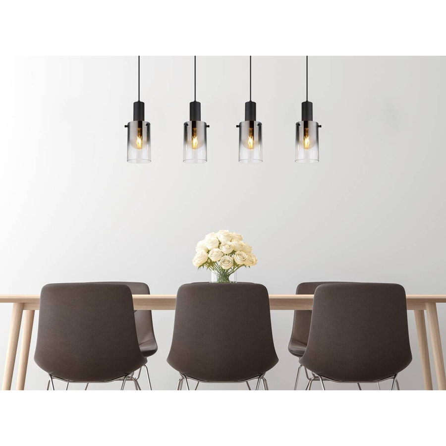 Globo Pendelleuchte Schwarz Transparent 4-flammig aus Metall und Glas B/H/T: 12,5 x 150 x 102,5 cm - Bild 2