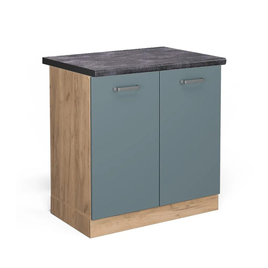 Vicco Spülenunterschrank R-Line in Blau-Grau/Goldkraft Eiche und Anthrazit, modern mit Scharniertüren, B/T/H: 80 x 60 x 81,6 cm - Bild 2