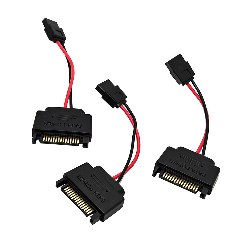 JCD SATA 15-Pin auf SATA 6-Pin Slimline Stromadapterkabel für Laptop-Laufwerke in Schwarz - Bild 3