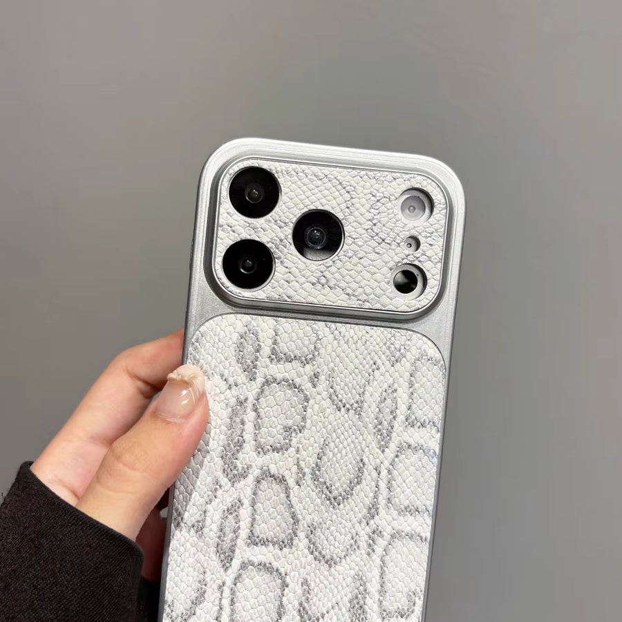 Luxuriöse Retro-Handyhülle mit Schlangenledermuster für Apple iPhone 16, 15, 14, 13 und Pro Max in Pink, stoßfeste weiche Schutzhülle - Bild 3