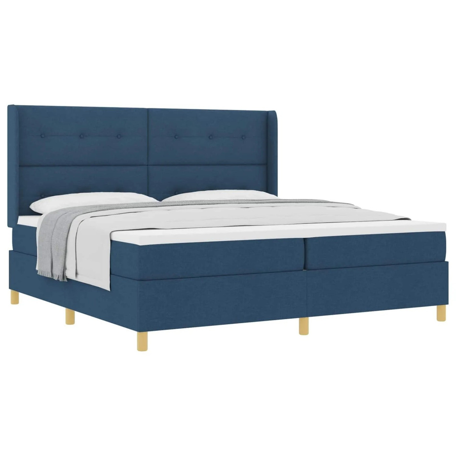 vidaXL Boxspringbett mit Matratze und Kopfteil in Blau, B/T/H: 200 x 200 x 280 cm - Bild 2