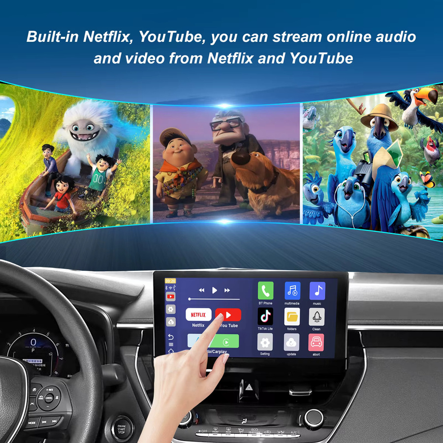 AUTOABC Drahtloser CarPlay und Android Auto AI Box Adapter mit integriertem Play Store, Netflix und YouTube, Farbe: Schwarz, kompatibel mit Toyota, Mazda, Hyundai, Haval, GMC und Ford - Bild 2