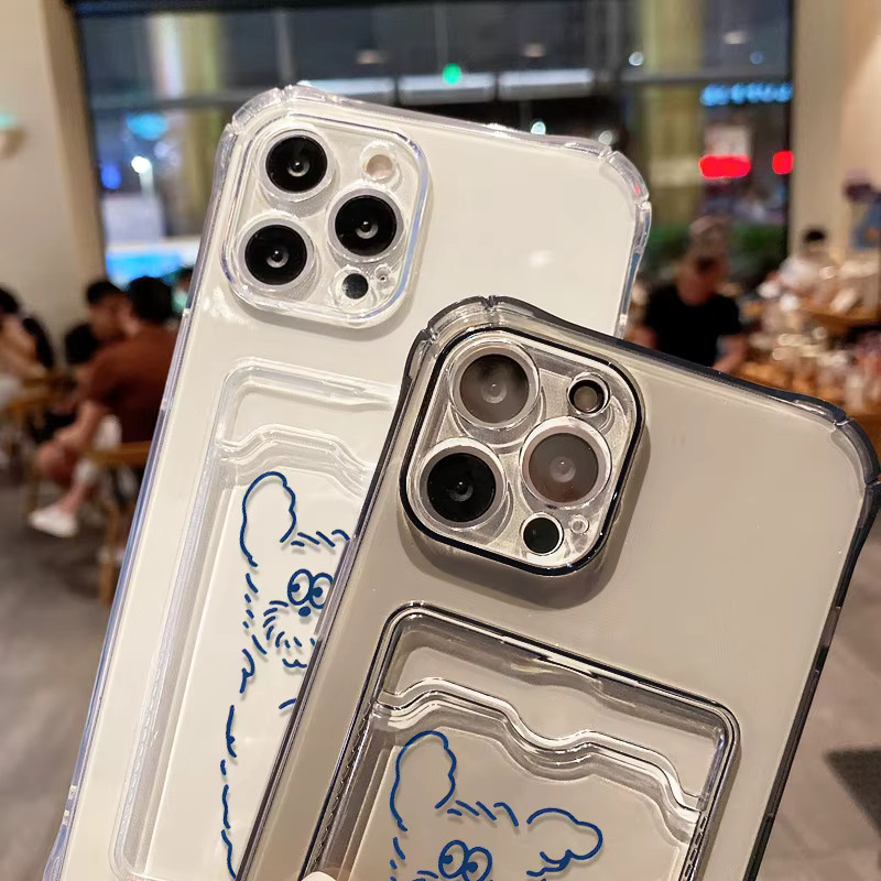 Blue Puppy Stoßfeste TPU-Telefonhülle mit Kartenhalter für iPhone 11 bis iPhone 17 Pro Max, Transparent - Bild 5