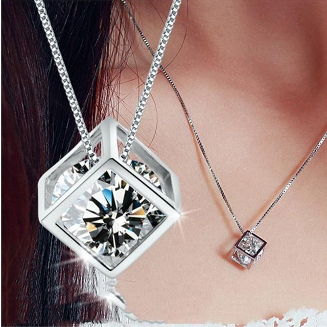 Wucifang Jewelry Halskette, Silber, Kristall, Zirkonia, Damen - Bild 1