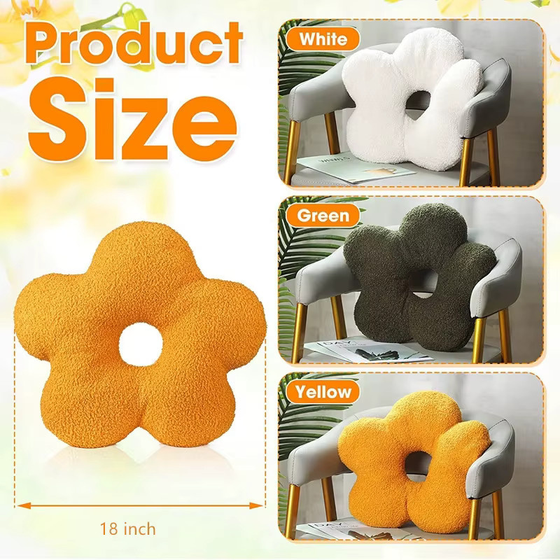 Inyahome Blumenkissen in Form eines Gänseblümchens, weißes Deko-Wurfkissen für Sofa und Schlafzimmer, B/B/H: 45,72 x 45,72 x 3,0 cm - Bild 3