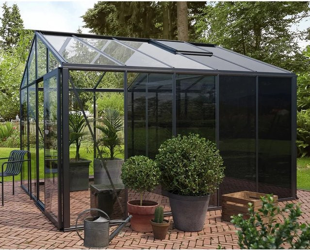 Bloomcabin Gewächshaus Klassik mit integriertem Stauraum, Sicherheitsglas und Belüftungssystem, Schwarz - Bild 1