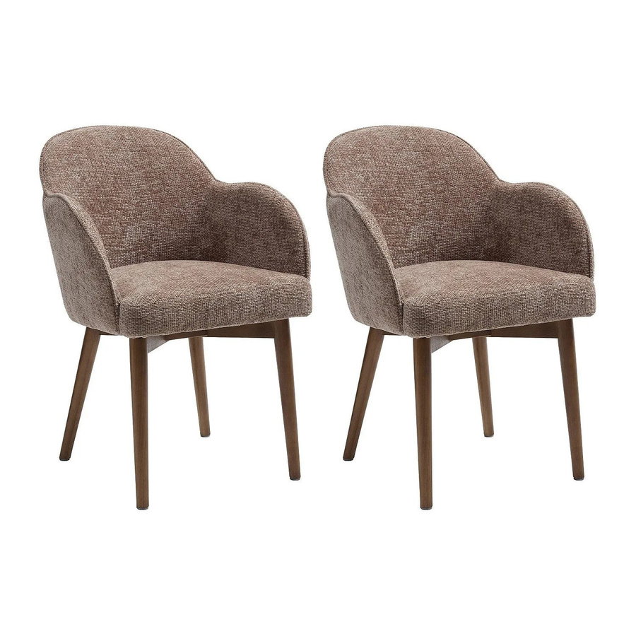 Vente-unique Stuhl Modinia in Taupe mit Kautschukholz-Gestell und strukturiertem Stoff - Bild 2