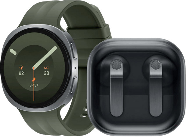 Samsung Galaxy Watch9 Silber/Grün 44 mm und Samsung Galaxy Buds4 Schwarz im Set - Bild 1