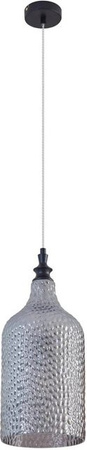 Lindby Pendelleuchte Drakar Retro Vintage Antik, Alu-grau und transparent, Glas, E27