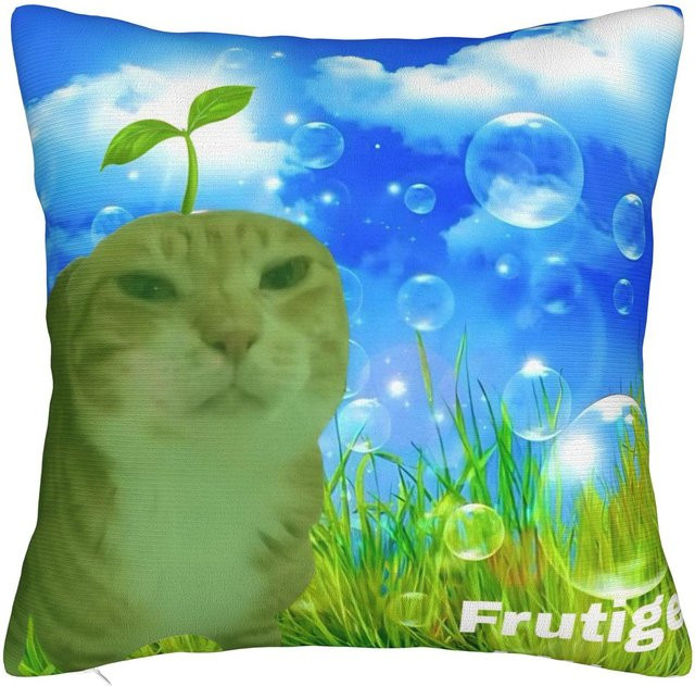 Dekorativer Kissenbezug JMG Clothing im Y2K Frutiger Aero Design, Blau, Polyester, B/B: 45 x 45 cm - Bild 1