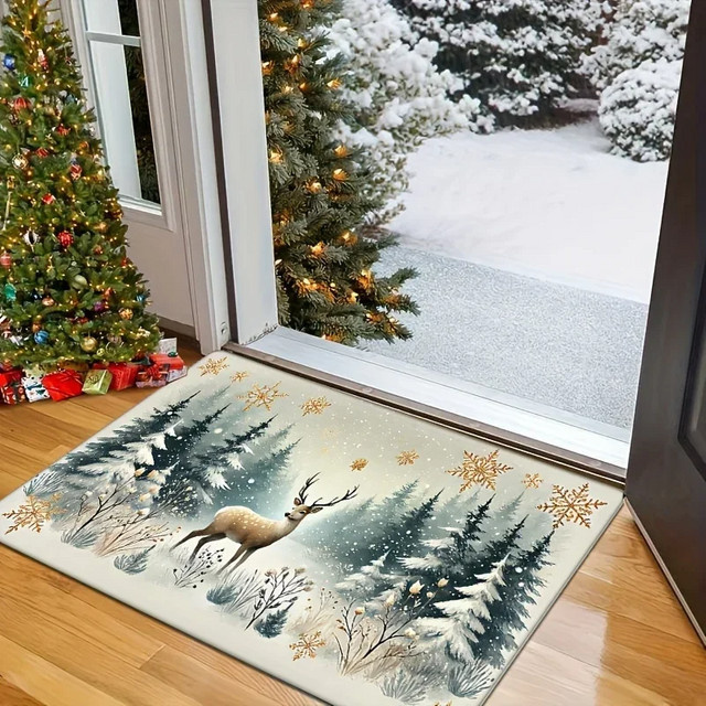 VIKAMA Weihnachts-Elch Eingangsteppich für Innen und Außen als Willkommensmatte für Küche und Balkon - Bild 1