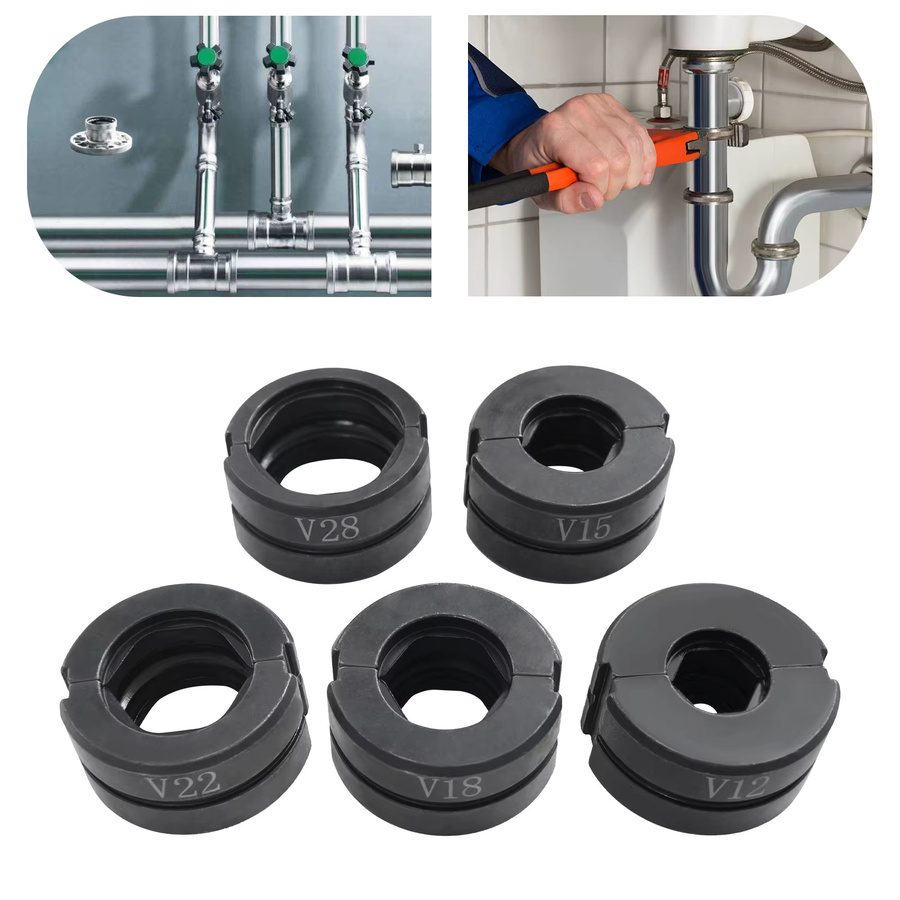 Rohrpresszange mit V-Kontur von Bymaocar aus Cr40-Stahl in Schwarz mit den Größen 12mm, 15mm, 18mm, 22mm und 28mm - Bild 2
