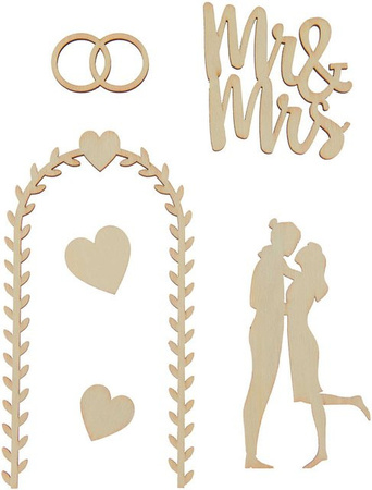 Rico Design Holzdeko Set Hochzeit für L-Dekohaube in Naturfarbig