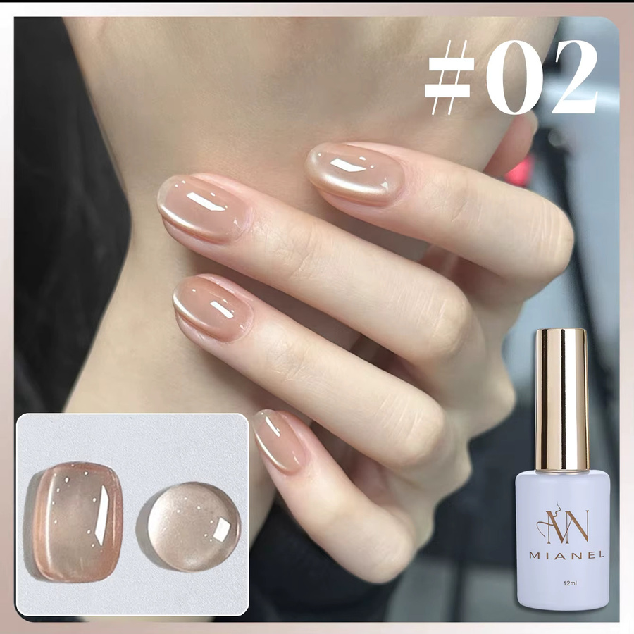 MIANEL Cat Eye Gel Nagellack, Nude Porzellanweiß, Satin - Bild 4