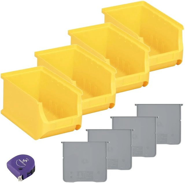 vasalat Set Stapelboxen Größe 3 mit Trennsteg, Gelb, 4 Stück, B/T/H: 23,5 x 15,0 x 12,5 cm - Bild 1