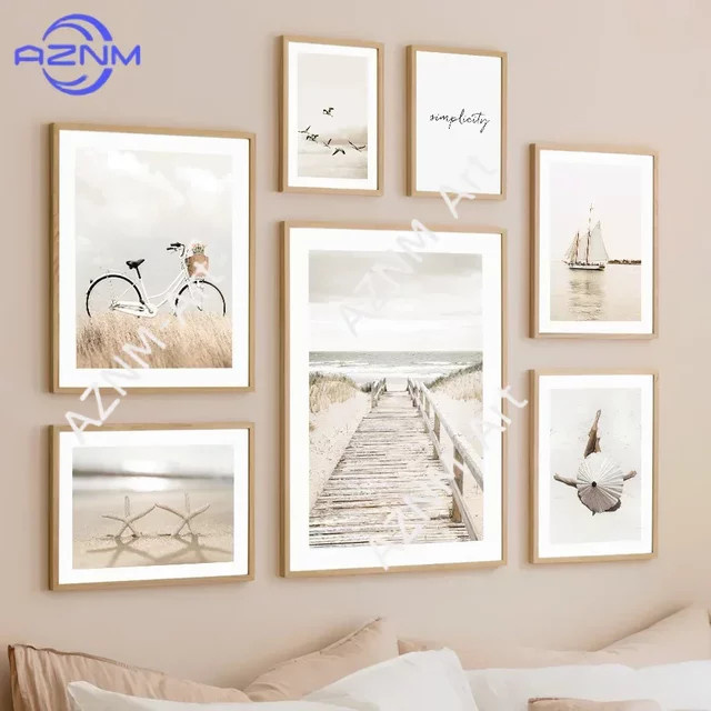 KAYOU Leinwandgemälde in Beige mit Nordischem Landschaftsmotiv aus Textil für deine Wohnzimmerdekoration - Bild 1
