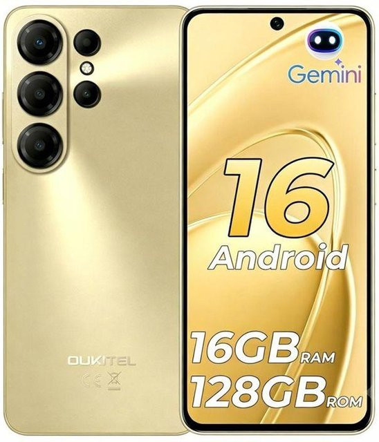 OUKITEL C26 Smartphone Gelb mit 128 GB Speicher, 6,63 Zoll Display, Android, 5150 mAh Akku, Dual-SIM, Fingerabdrucksensor, Gesichtserkennung und GPS - Bild 1