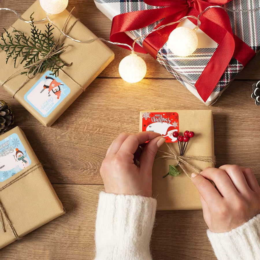 TYFYO 120 Stück Weihnachtsanhänger in Multicolour mit 27 Designs als dekorative Geschenkaufkleber aus Papier - Bild 3