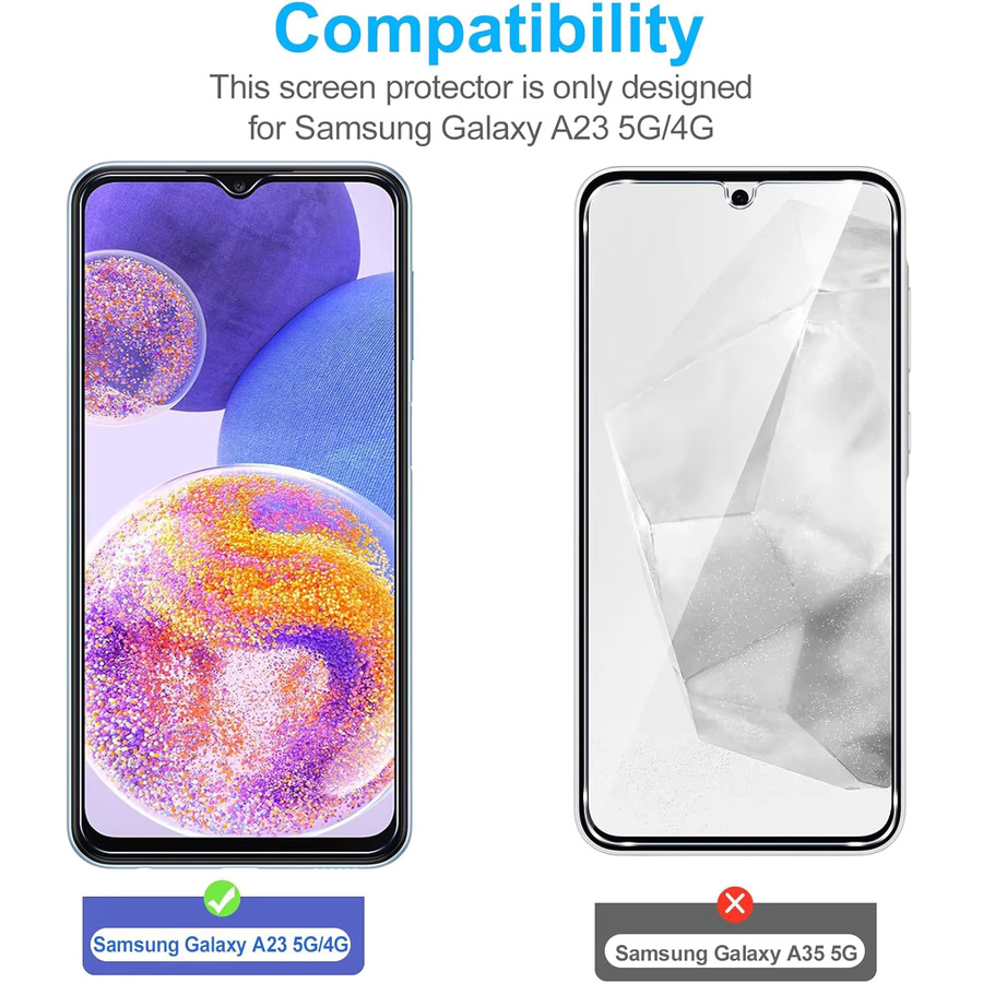 Samsung Galaxy A23 Displayschutz aus gehärtetem Glas, transparent - Bild 2