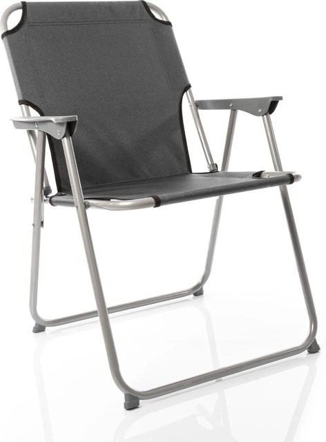 BigDean 6er Set Klappstühle Anthrazit Grau aus robustem Polyester Oxford Gewebe mit Armlehnen für Garten und Camping, belastbar bis 120 kg - Bild 1