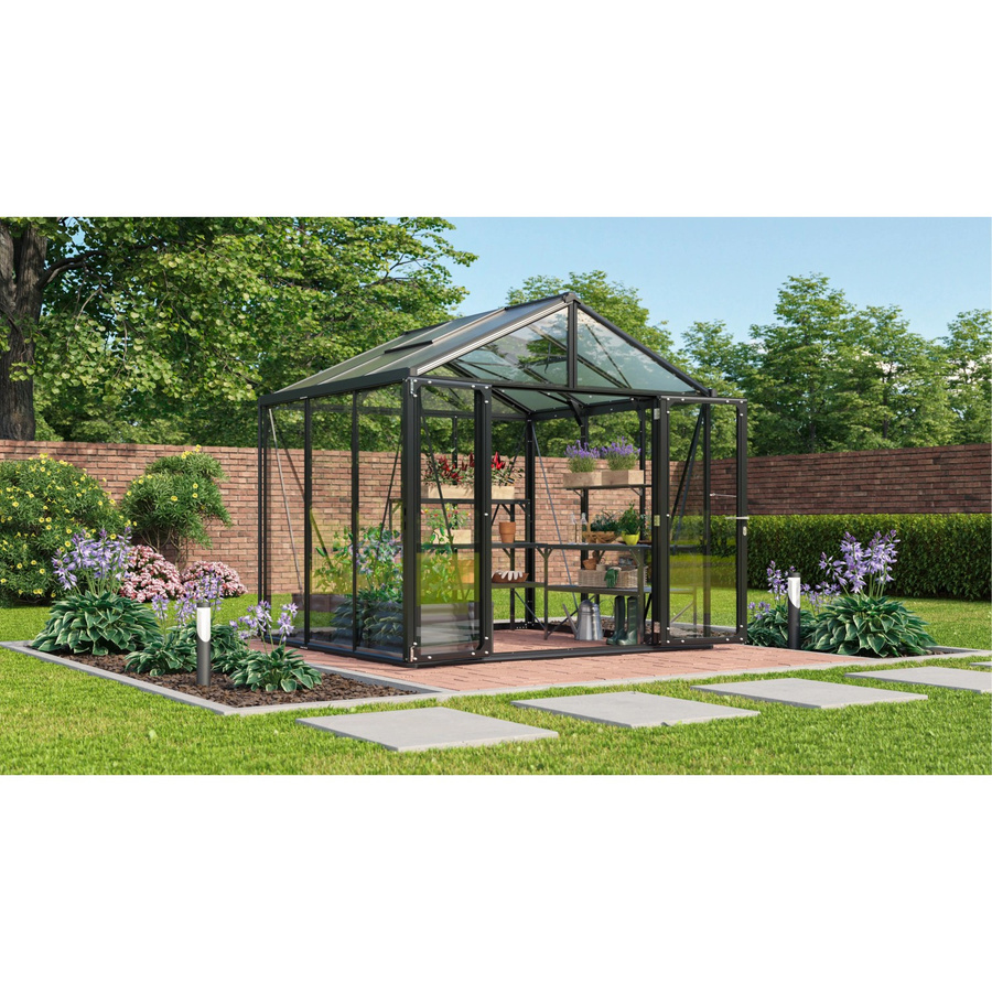 Vitavia Gewächshaus Zeus Comfort 6200 in Schwarz mit 3 mm ESG-Glas und 10 mm HKP-Dämmung, 6,2 m² - Bild 4