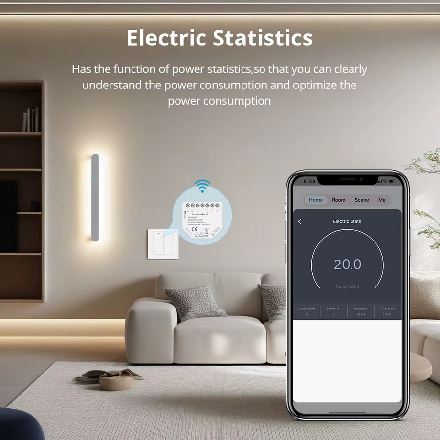 Zemismart WiFi Smart Relay Mini Switch Modul mit Power Monitor, 1-Gang, Weiß, kompatibel mit Tuya Smart und Smart Life App - Bild 3