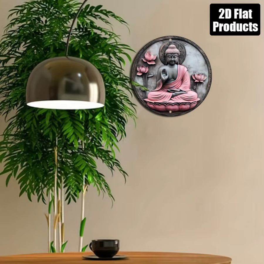 HELLOYOUNG Buddha Metall-Wandkunst aus Eisen zur Meditation, Durchmesser: 20 cm - Bild 3