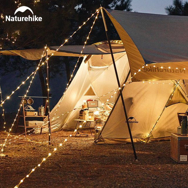 Naturehike Camping-Lichterkette 10 m, IP44 wasserdicht, Warmweiß, 8 Modi für Outdoor und Party - Bild 1
