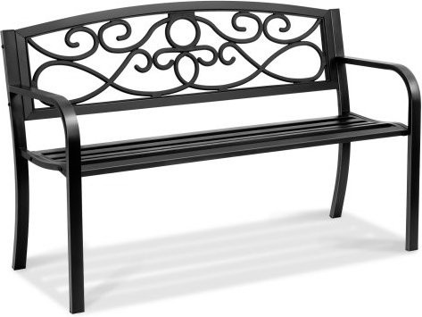 VEVOR Gartenbank aus Metall in Schwarz, Vintage Parkbank mit Rückenlehne und Armlehnen für 3 Personen, Breite: 127 cm - Bild 1