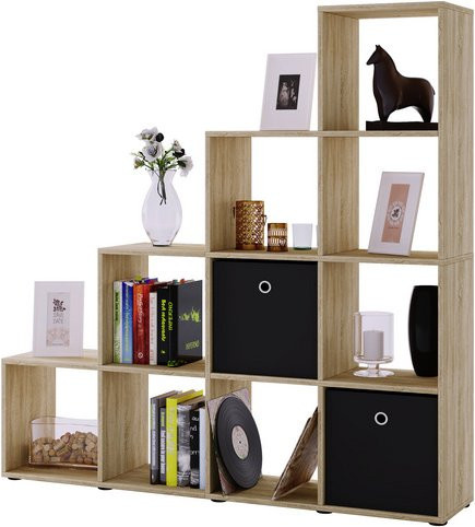 VCM Holzregal Napoli in Braun mit Holzstruktur-Nachbildung, B/T/H: 143 x 29 x 139 cm - Bild 1