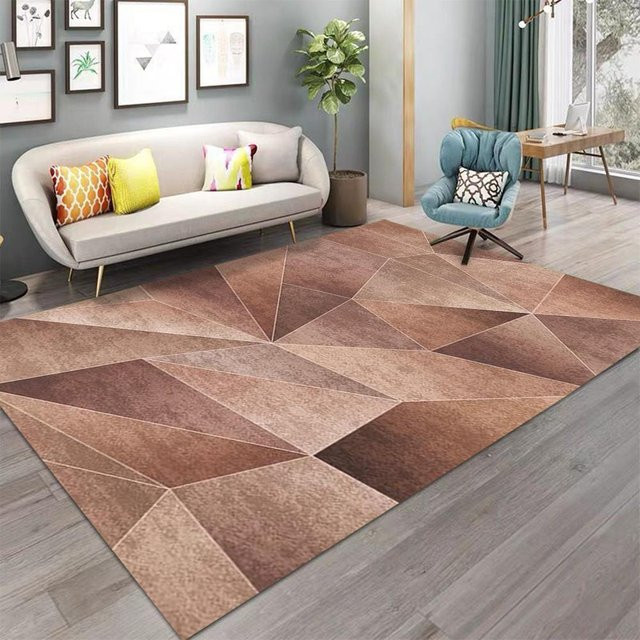 Wucifang Jewelry Nordischer Geometrischer Teppich, Waschbar und Rutschfest, Braun, B: 120 cm, T: 160 cm - Bild 1