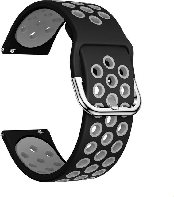 MY-CASE Uhrenarmband Silikon, 20mm, schwarz grau, Unisex - Bild 1