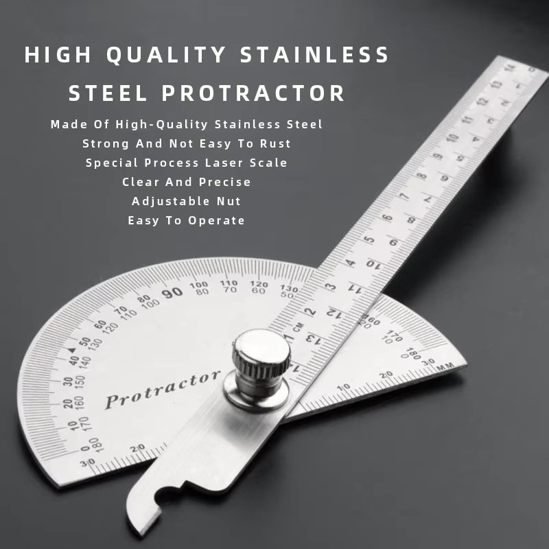 PINTUDY Halbkreis Winkelmesser aus Metall in Silber, Durchmesser: 14 cm - Bild 2